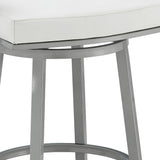 26" White And Gray Faux Leather And Iron Swivel Low Back Counter Height Bar Chair - Homeroots - Flyclothing LLC