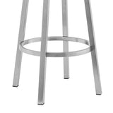 26" Gray And Silver Faux Leather And Iron Swivel Low Back Counter Height Bar Chair - Homeroots