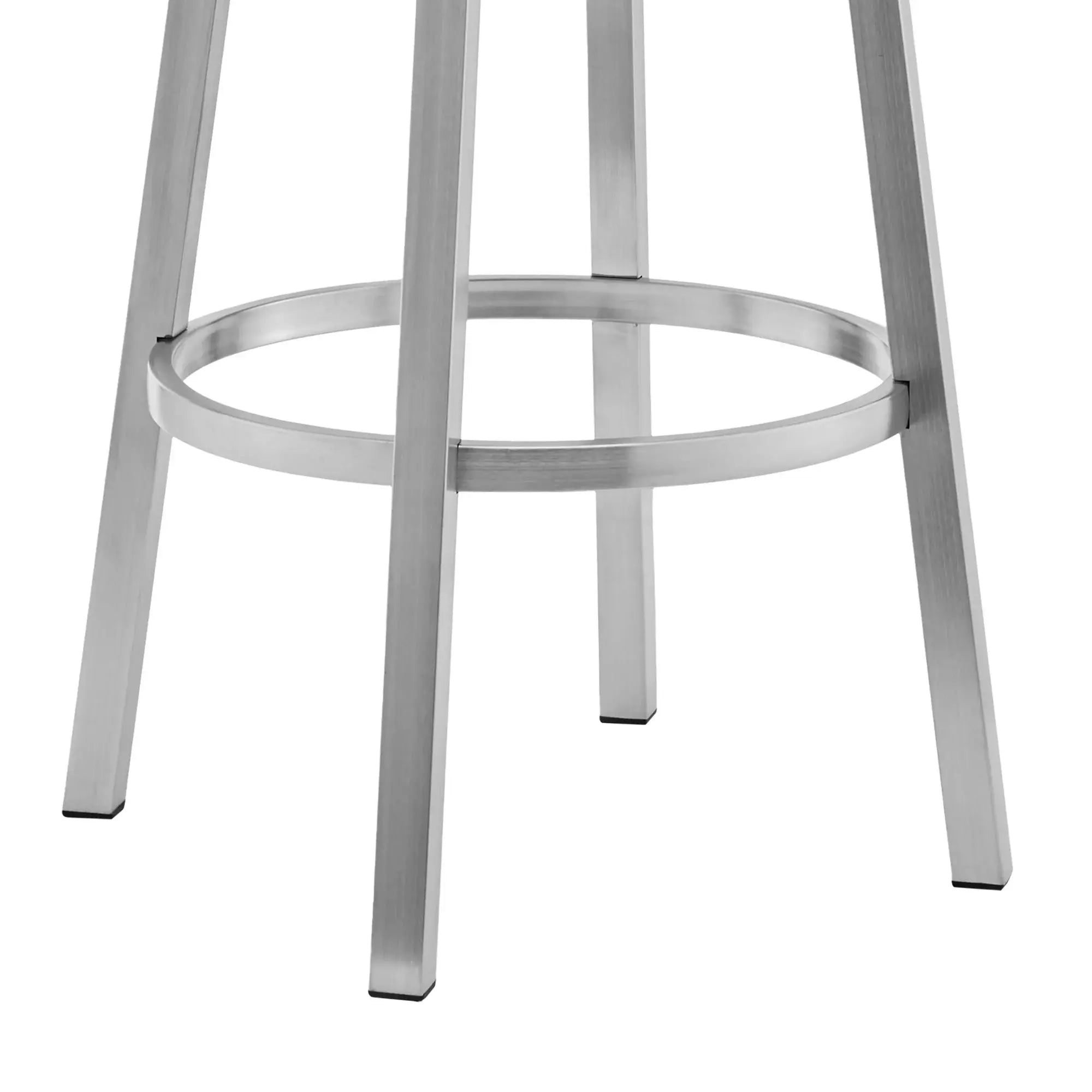 26" White And Silver Faux Leather And Stainless Steel Low Back Counter Height Swivel Bar Chair - Homeroots - Flyclothing LLC