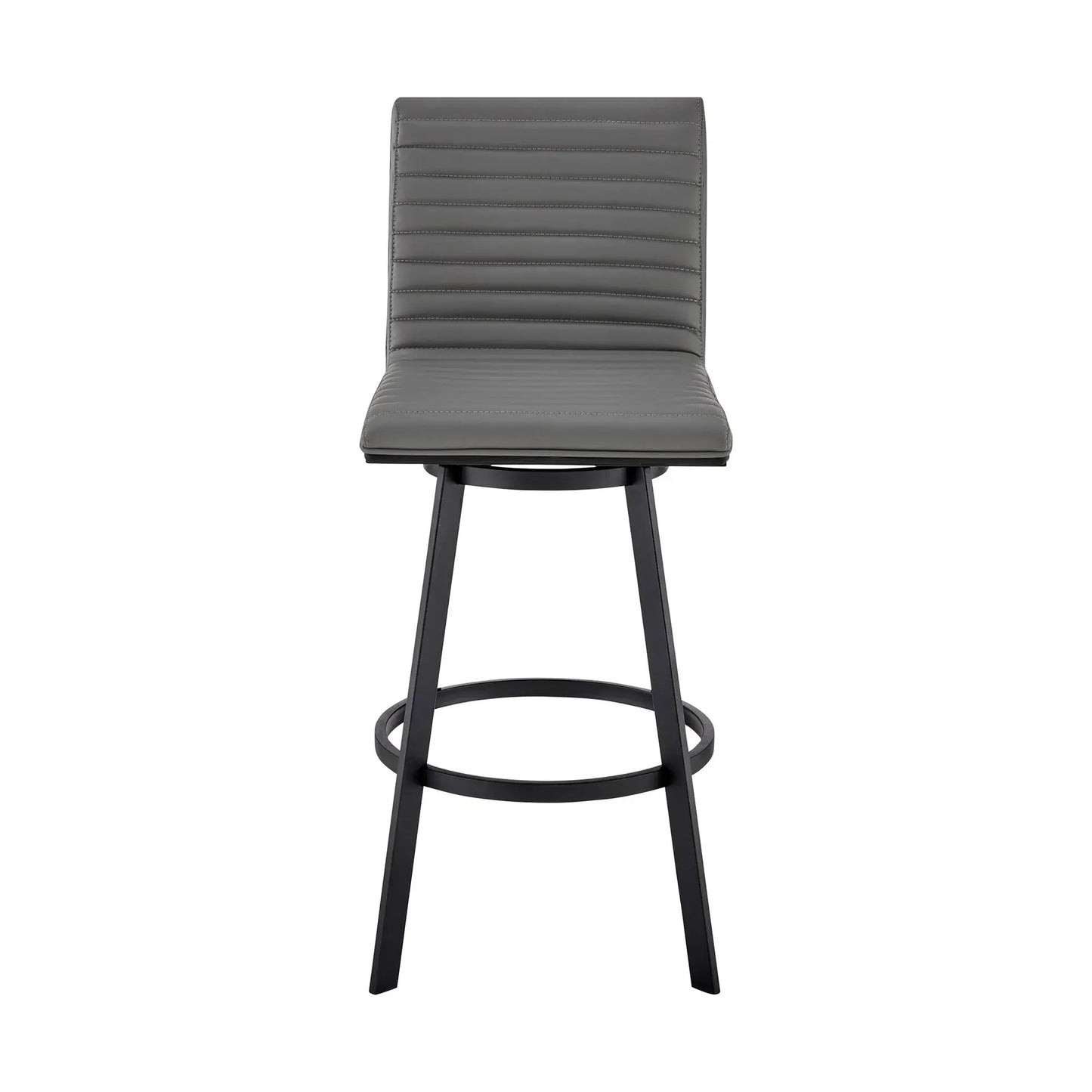 26" Gray And Black Faux Leather And Iron Swivel Counter Height Bar Chair - Homeroots - Flyclothing LLC