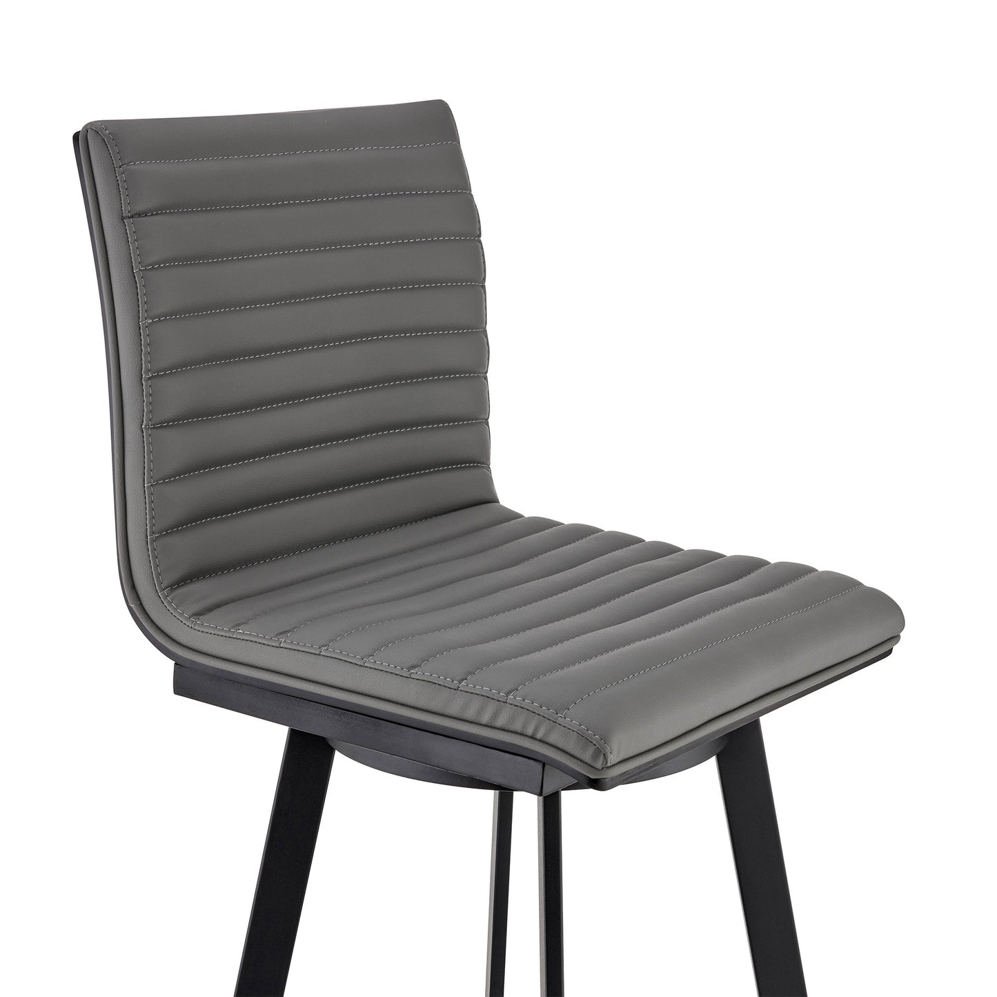 26" Gray And Black Faux Leather And Iron Swivel Counter Height Bar Chair - Homeroots - Flyclothing LLC