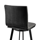 26" Gray And Black Faux Leather And Iron Swivel Counter Height Bar Chair - Homeroots - Flyclothing LLC