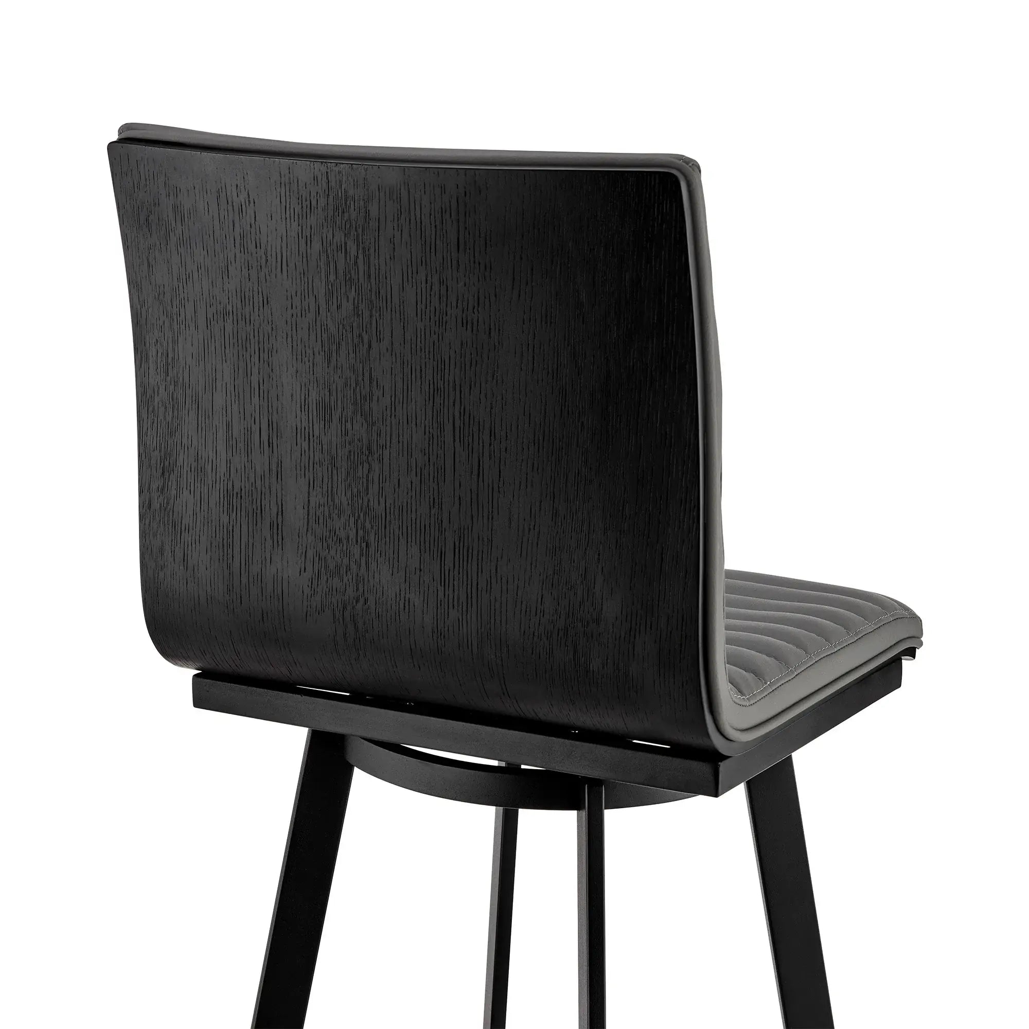 26" Gray And Black Faux Leather And Iron Swivel Counter Height Bar Chair - Homeroots - Flyclothing LLC
