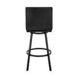 26" Gray And Black Faux Leather And Iron Swivel Counter Height Bar Chair - Homeroots - Flyclothing LLC