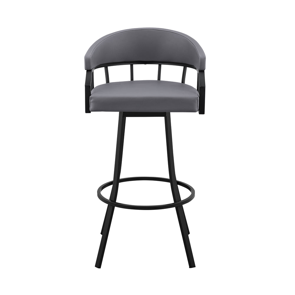 26" Slate Gray And Black Steel Swivel Low Back Counter Height Bar Chair - Homeroots - Flyclothing LLC