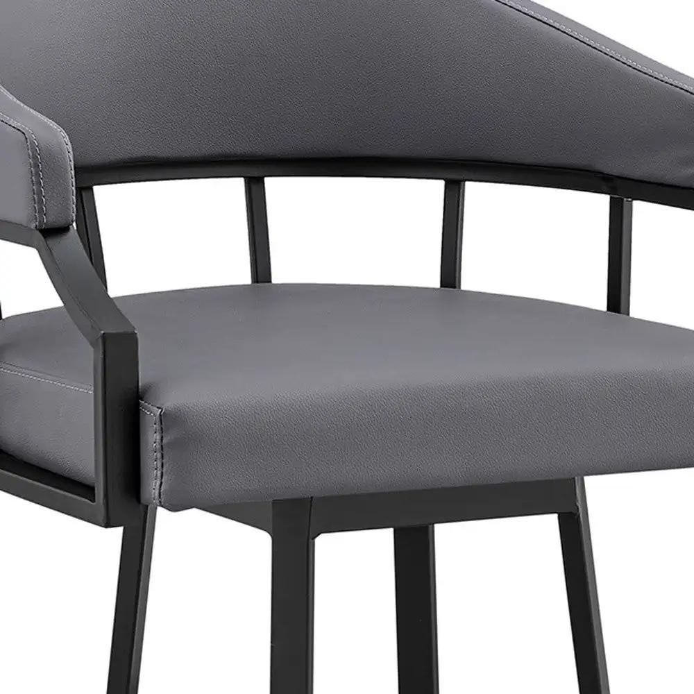 26" Slate Gray And Black Steel Swivel Low Back Counter Height Bar Chair - Homeroots - Flyclothing LLC