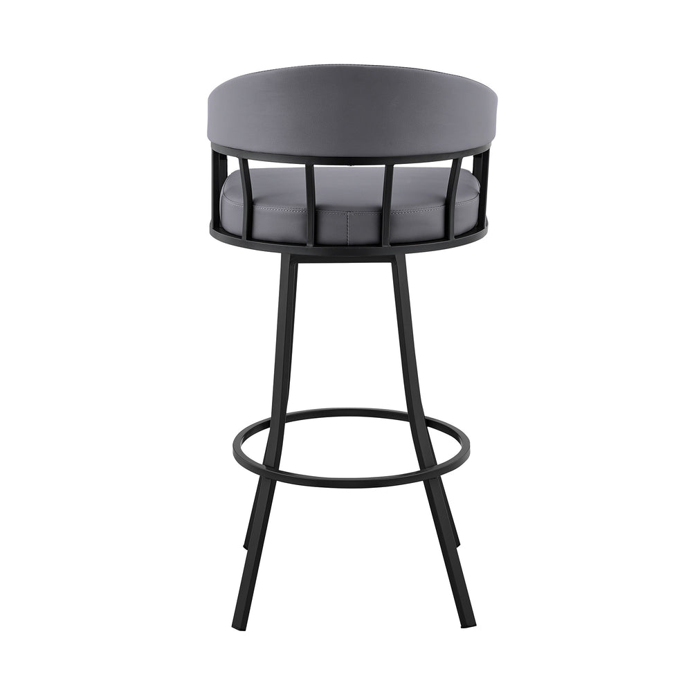 26" Slate Gray And Black Steel Swivel Low Back Counter Height Bar Chair - Homeroots - Flyclothing LLC