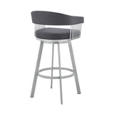 25" Slate Gray And Silver Iron Swivel Low Back Counter Height Bar Chair - Homeroots - Flyclothing LLC