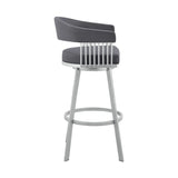 25" Slate Gray And Silver Iron Swivel Low Back Counter Height Bar Chair - Homeroots - Flyclothing LLC