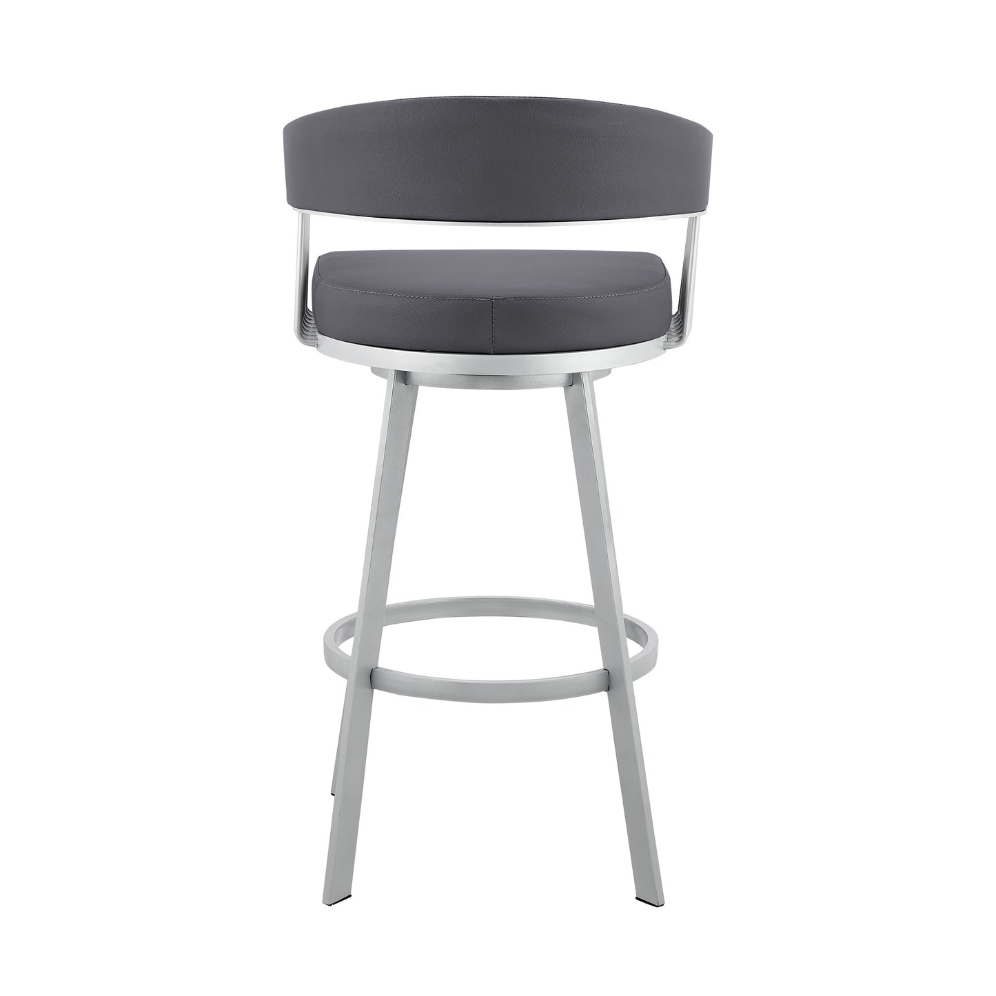 25" Slate Gray And Silver Iron Swivel Low Back Counter Height Bar Chair - Homeroots - Flyclothing LLC