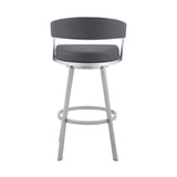 25" Slate Gray And Silver Iron Swivel Low Back Counter Height Bar Chair - Homeroots - Flyclothing LLC