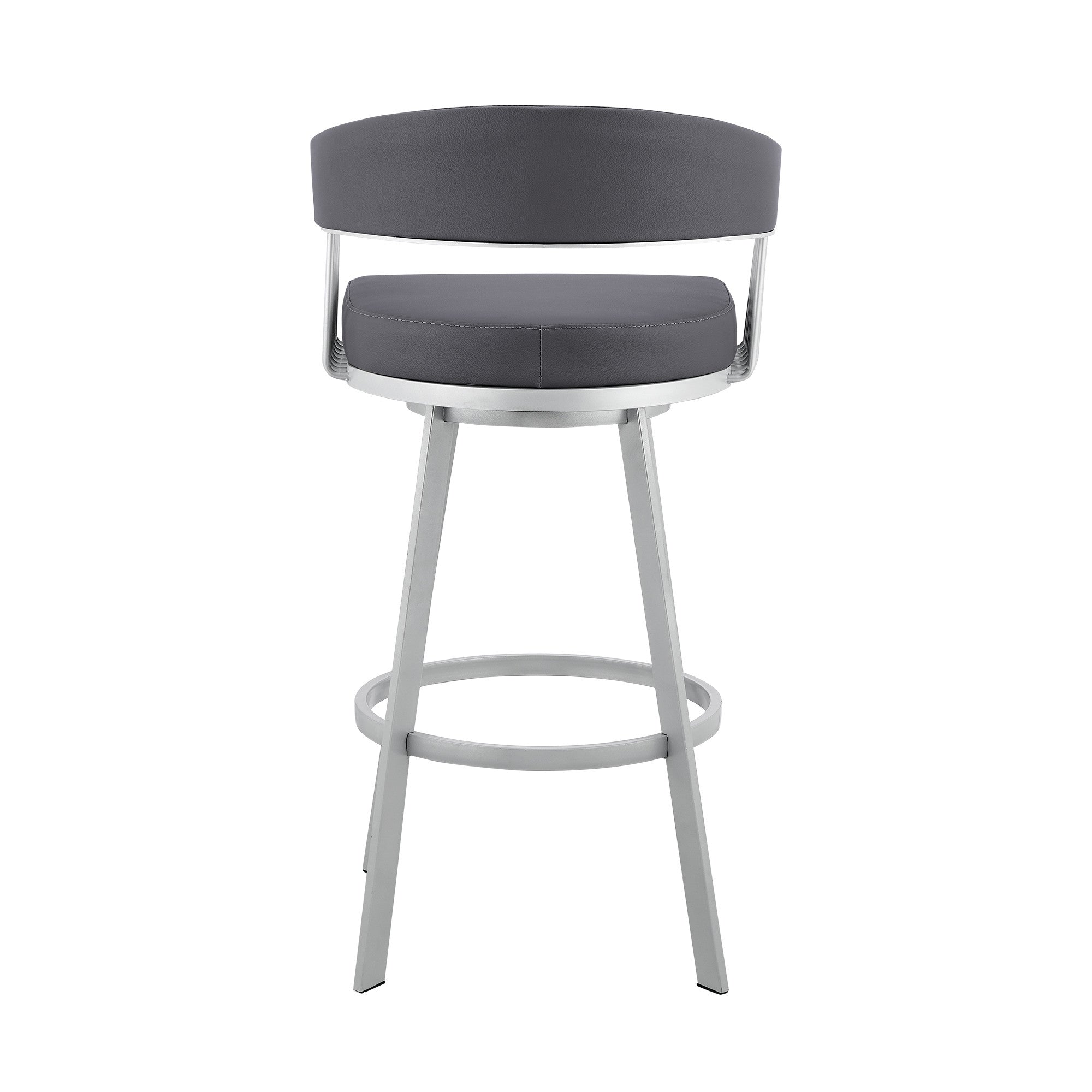 25" Slate Gray And Silver Iron Swivel Low Back Counter Height Bar Chair - Homeroots - Flyclothing LLC