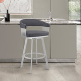 25" Slate Gray And Silver Iron Swivel Low Back Counter Height Bar Chair - Homeroots - Flyclothing LLC