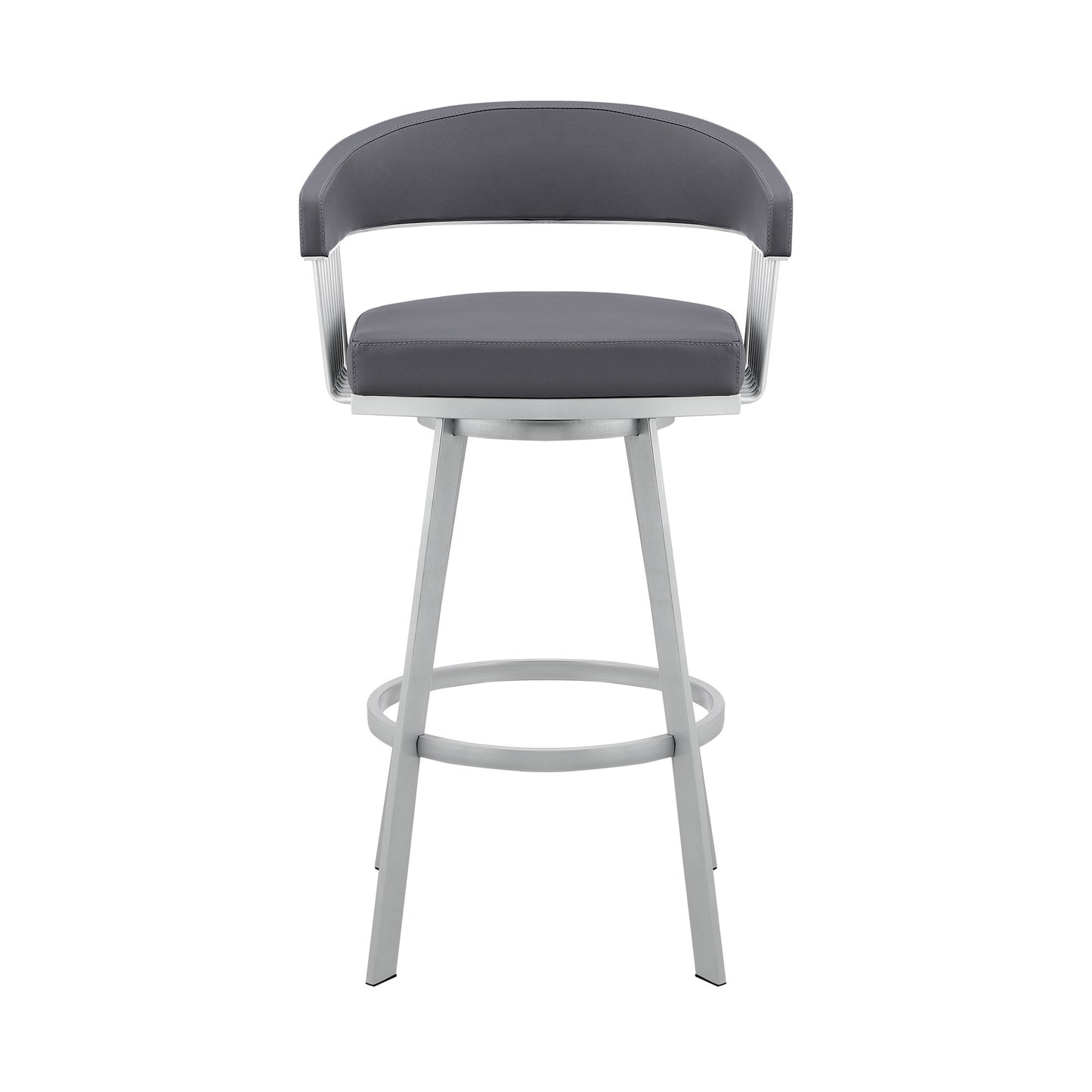 25" Slate Gray And Silver Iron Swivel Low Back Counter Height Bar Chair - Homeroots - Flyclothing LLC