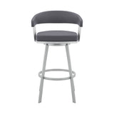 25" Slate Gray And Silver Iron Swivel Low Back Counter Height Bar Chair - Homeroots - Flyclothing LLC