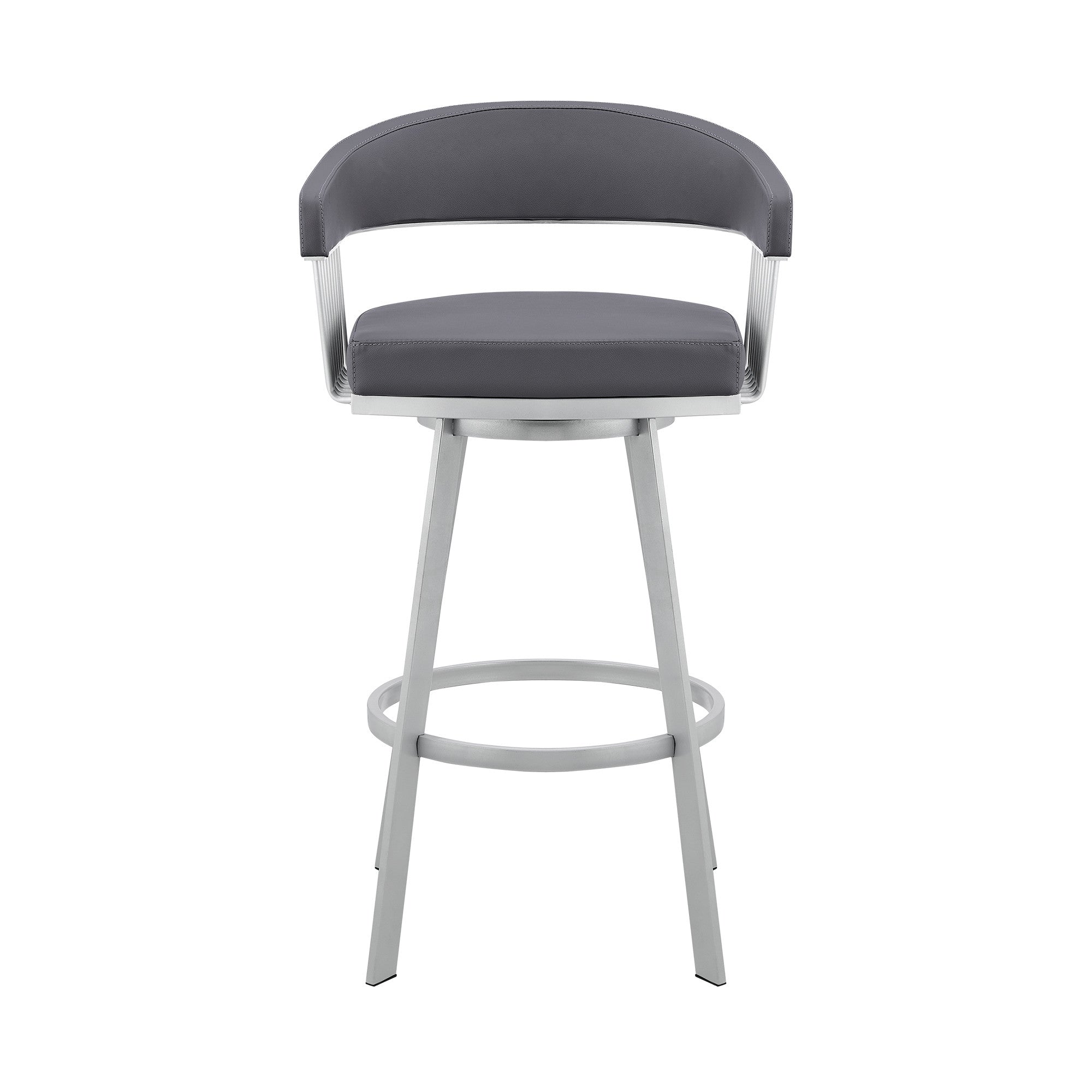 25" Slate Gray And Silver Iron Swivel Low Back Counter Height Bar Chair - Homeroots - Flyclothing LLC