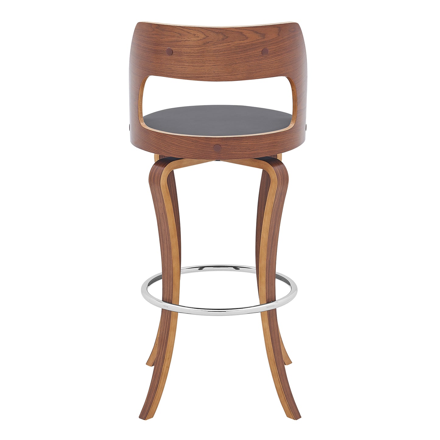 29" Gray And Brown Faux Leather Swivel Bar Height Bar Chair - Homeroots - Flyclothing LLC
