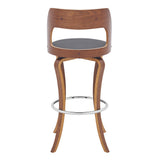 29" Gray And Brown Faux Leather Swivel Bar Height Bar Chair - Homeroots - Flyclothing LLC