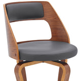 29" Gray And Brown Faux Leather Swivel Bar Height Bar Chair - Homeroots - Flyclothing LLC