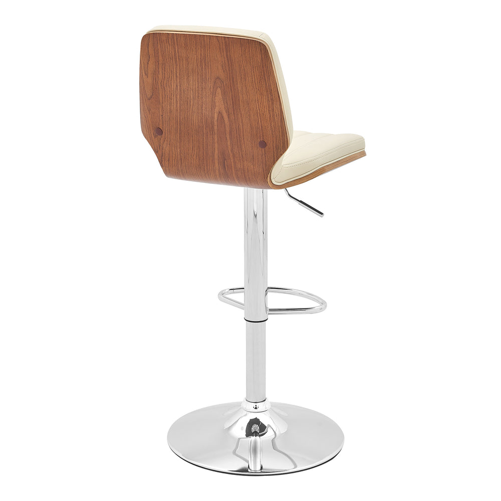 25" Cream And Silver Faux Leather And Steel Swivel Adjustable Height Bar Chair - Homeroots - Flyclothing LLC