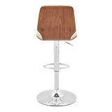 25" Cream And Silver Faux Leather And Steel Swivel Adjustable Height Bar Chair - Homeroots - Flyclothing LLC