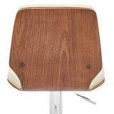 25" Cream And Silver Faux Leather And Steel Swivel Adjustable Height Bar Chair - Homeroots - Flyclothing LLC