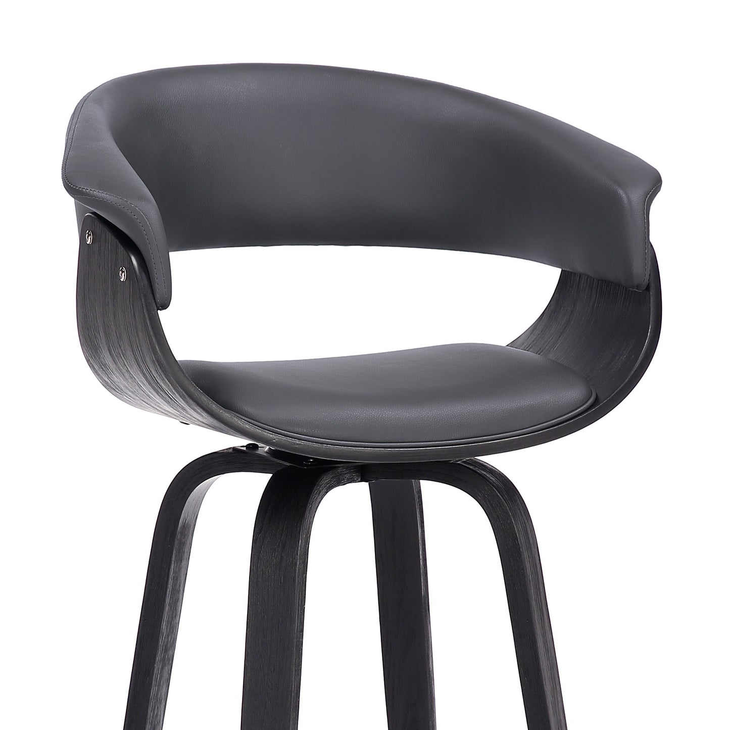 27" Gray And Black Faux Leather And Solid Wood Swivel Low Back Counter Height Bar Chair - Homeroots - Flyclothing LLC