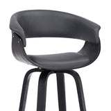 27" Gray And Black Faux Leather And Solid Wood Swivel Low Back Counter Height Bar Chair - Homeroots - Flyclothing LLC