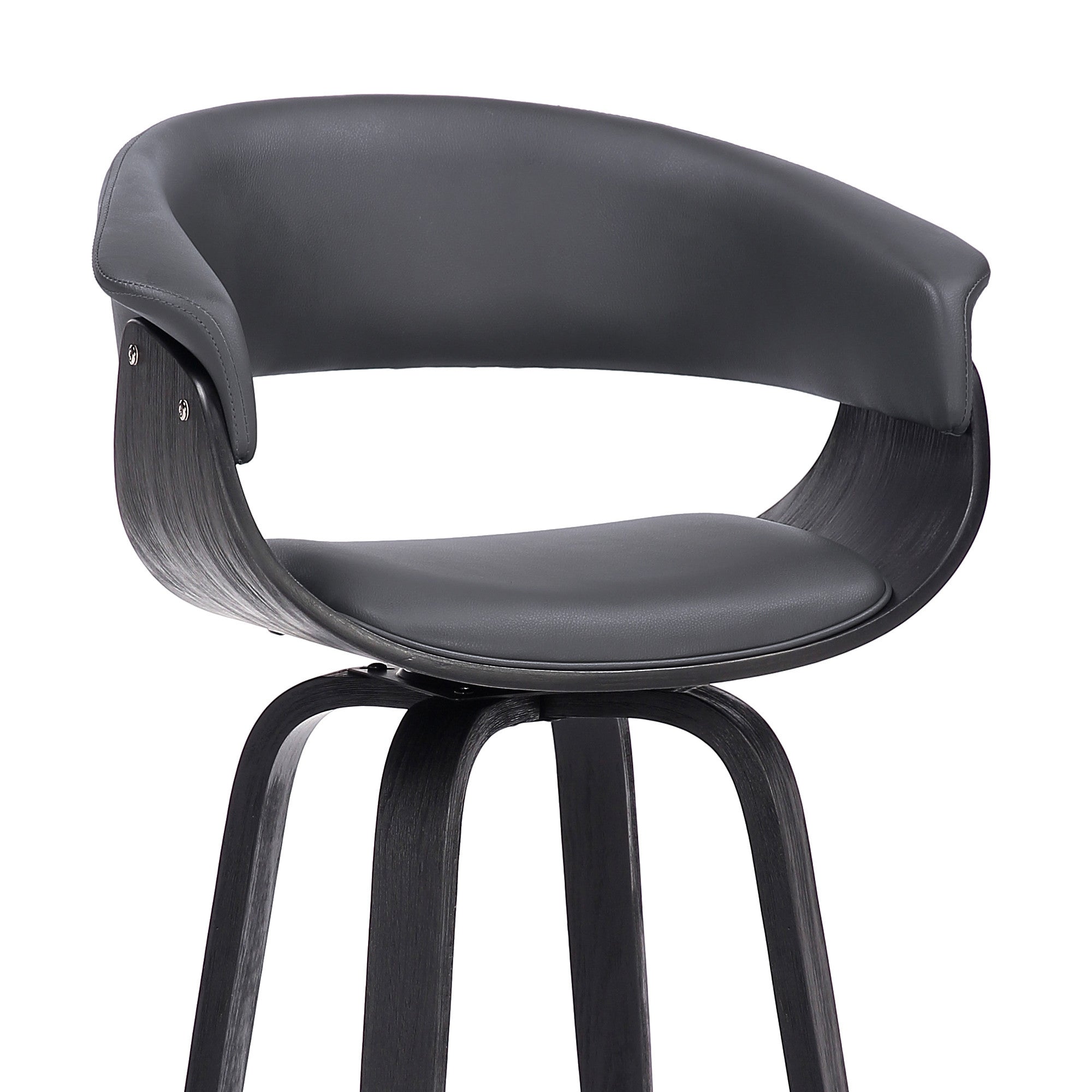 27" Gray And Black Faux Leather And Solid Wood Swivel Low Back Counter Height Bar Chair - Homeroots - Flyclothing LLC