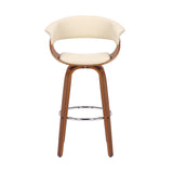 27" Cream And Brown Solid Wood Swivel Low Back Counter Height Bar Chair - Homeroots - Flyclothing LLC