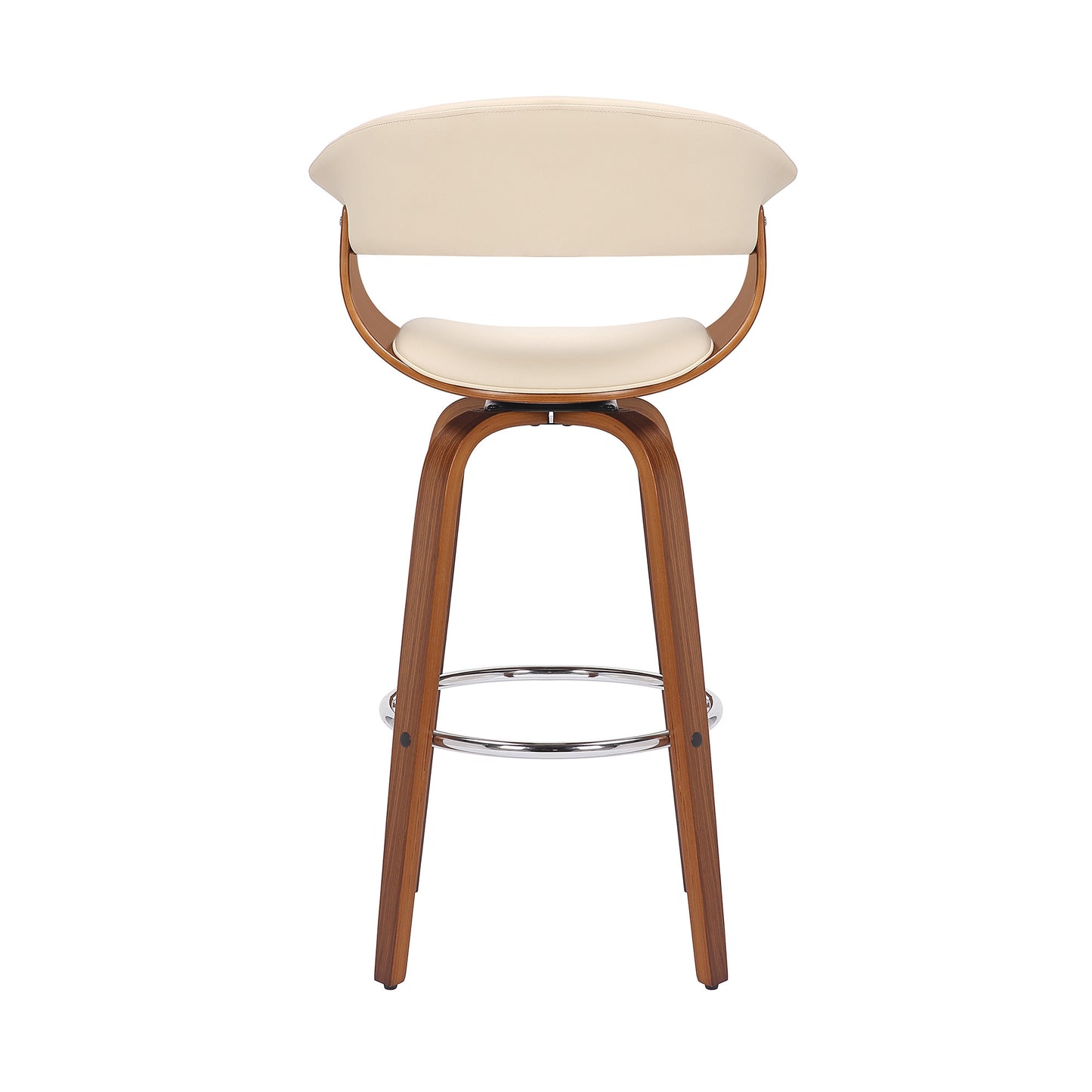27" Cream And Brown Solid Wood Swivel Low Back Counter Height Bar Chair - Homeroots - Flyclothing LLC