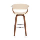 27" Cream And Brown Solid Wood Swivel Low Back Counter Height Bar Chair - Homeroots - Flyclothing LLC