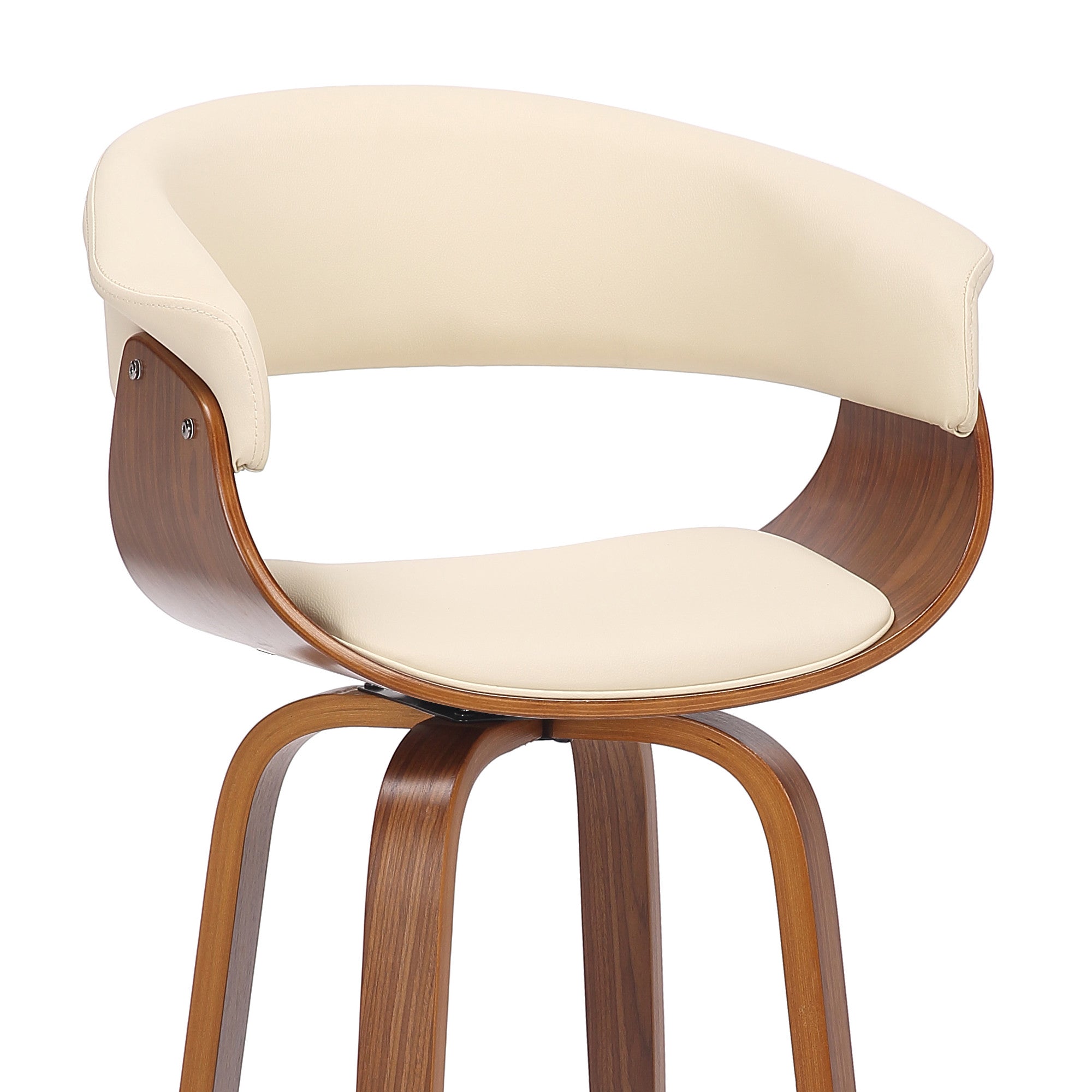 27" Cream And Brown Solid Wood Swivel Low Back Counter Height Bar Chair - Homeroots - Flyclothing LLC