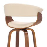 27" Cream And Brown Solid Wood Swivel Low Back Counter Height Bar Chair - Homeroots - Flyclothing LLC