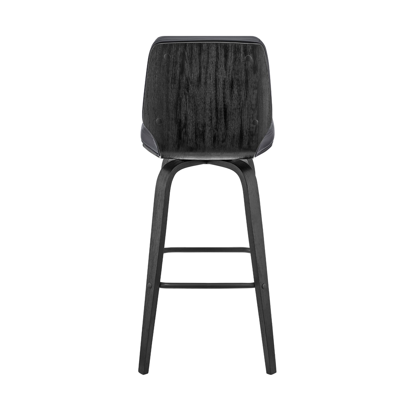 27" Gray And Black Faux Leather And Iron Swivel Counter Height Bar Chair - Homeroots - Flyclothing LLC