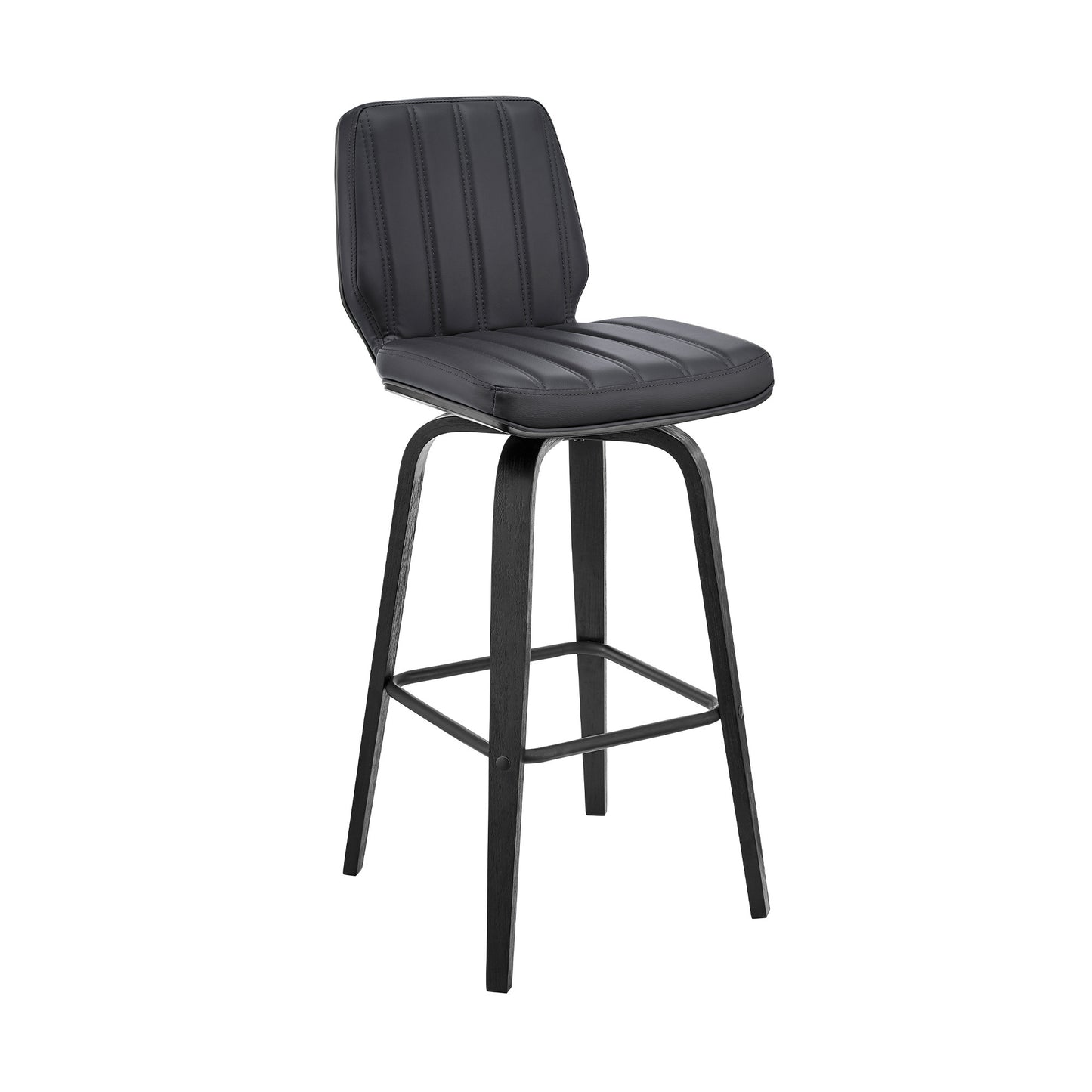 27" Gray And Black Faux Leather And Iron Swivel Counter Height Bar Chair - Homeroots - Flyclothing LLC