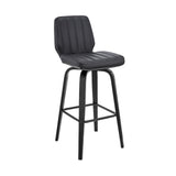 27" Gray And Black Faux Leather And Iron Swivel Counter Height Bar Chair - Homeroots - Flyclothing LLC