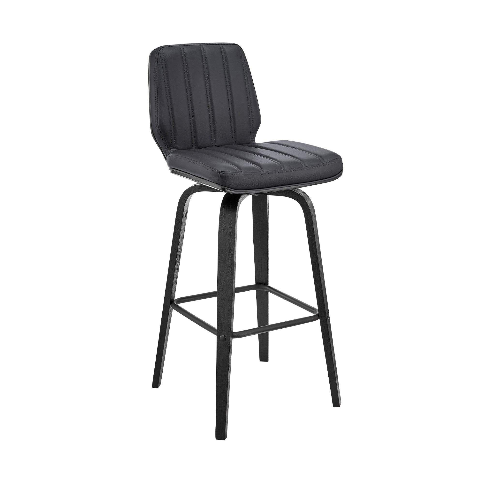 27" Gray And Black Faux Leather And Iron Swivel Counter Height Bar Chair - Homeroots - Flyclothing LLC