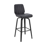 27" Gray And Black Faux Leather And Iron Swivel Counter Height Bar Chair - Homeroots