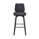 27" Gray And Black Faux Leather And Iron Swivel Counter Height Bar Chair - Homeroots