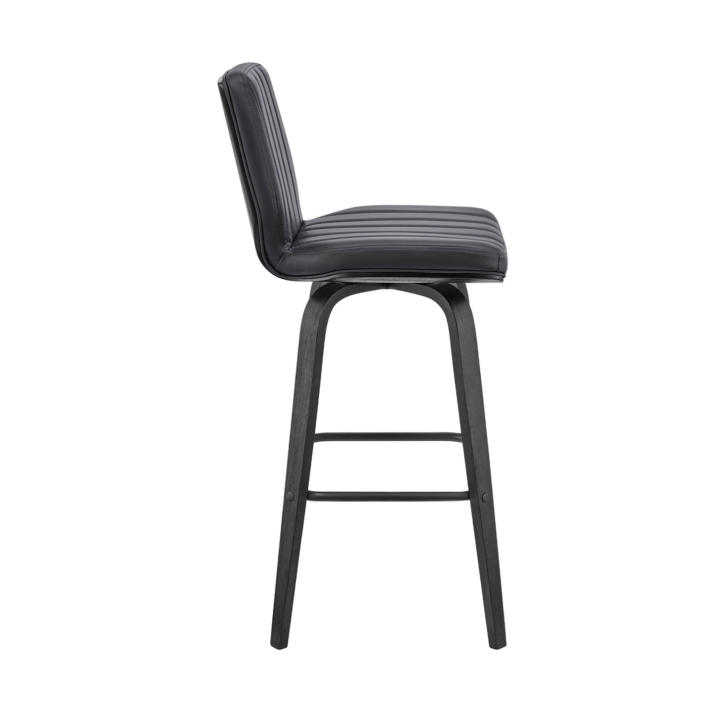 27" Gray And Black Faux Leather And Iron Swivel Counter Height Bar Chair - Homeroots - Flyclothing LLC