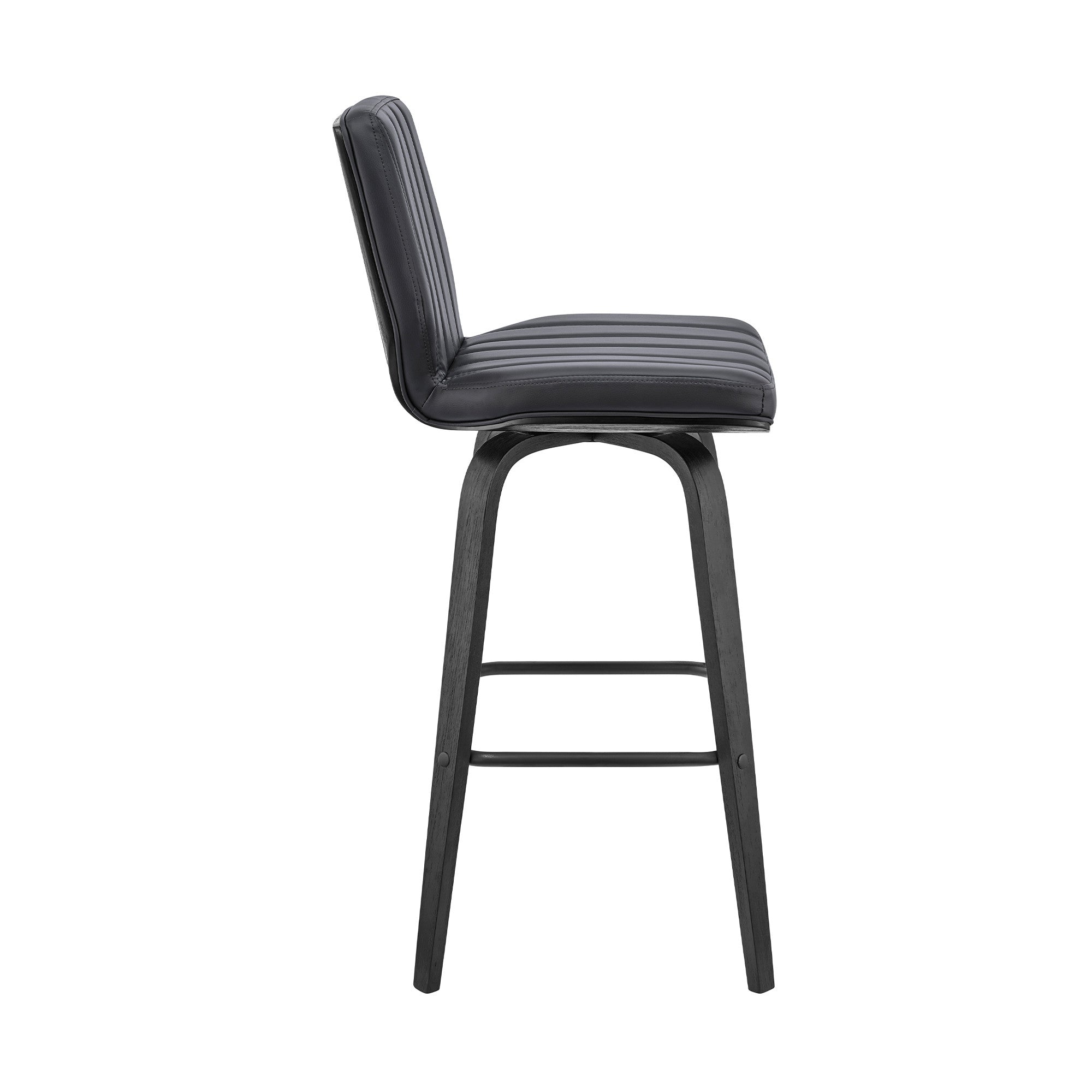 27" Gray And Black Faux Leather And Iron Swivel Counter Height Bar Chair - Homeroots - Flyclothing LLC
