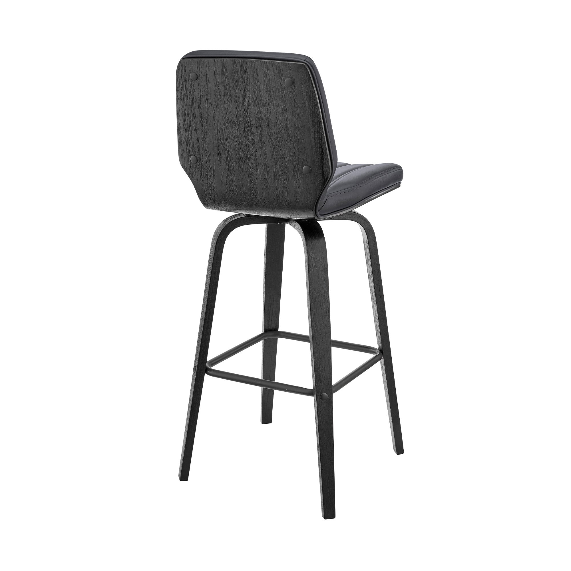 27" Gray And Black Faux Leather And Iron Swivel Counter Height Bar Chair - Homeroots - Flyclothing LLC