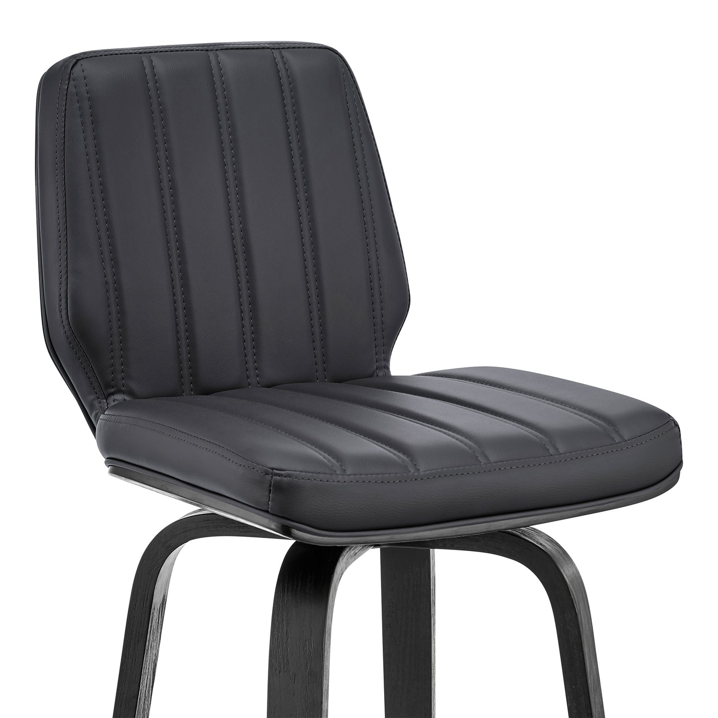 27" Gray And Black Faux Leather And Iron Swivel Counter Height Bar Chair - Homeroots - Flyclothing LLC
