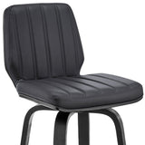 27" Gray And Black Faux Leather And Iron Swivel Counter Height Bar Chair - Homeroots - Flyclothing LLC