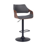 25" Gray And Black Iron Swivel Adjustable Height Bar Chair - Homeroots