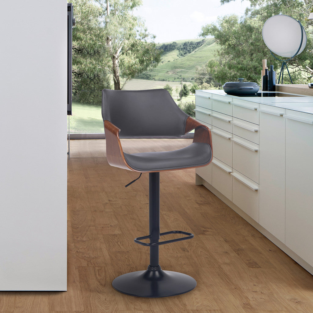 25" Gray And Black Iron Swivel Adjustable Height Bar Chair - Homeroots - Flyclothing LLC