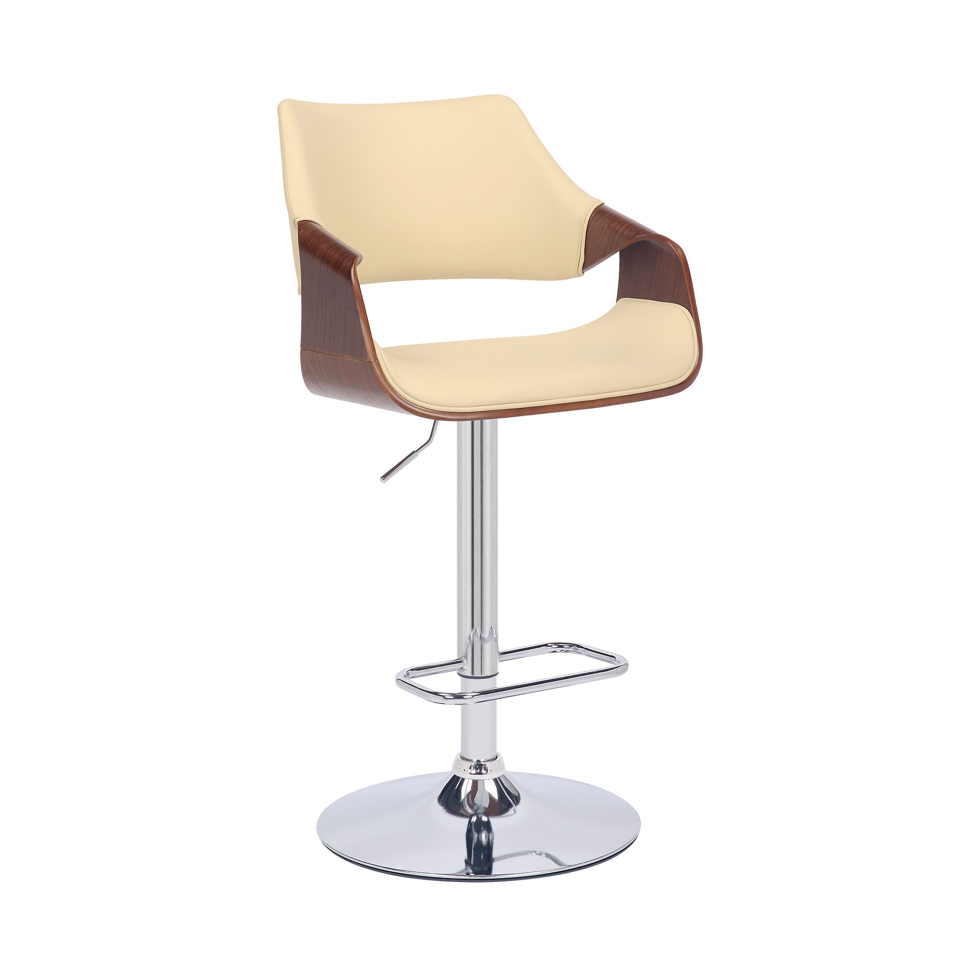 25" Cream And Silver Iron Swivel Adjustable Height Bar Chair - Homeroots - Flyclothing LLC