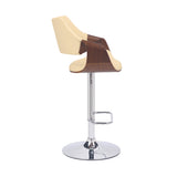 25" Cream And Silver Iron Swivel Adjustable Height Bar Chair - Homeroots