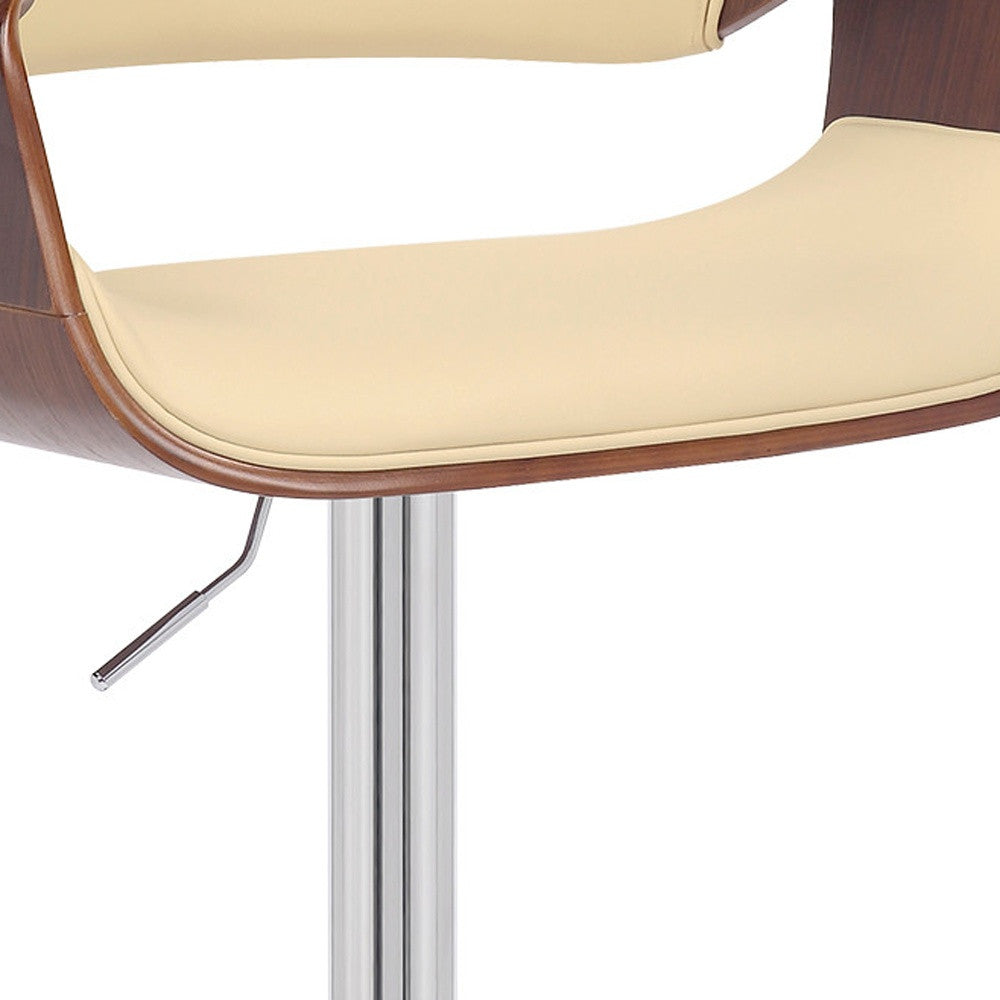25" Cream And Silver Iron Swivel Adjustable Height Bar Chair - Homeroots - Flyclothing LLC